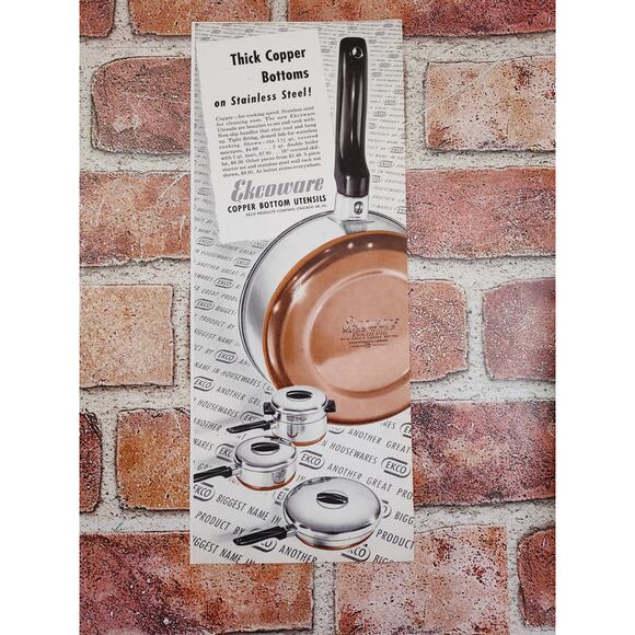 1950 Ekco Electroware Copper‎ Bottom Utensils Pans Pots Kitchen Vtg Print Ad - Picture 6 of 6